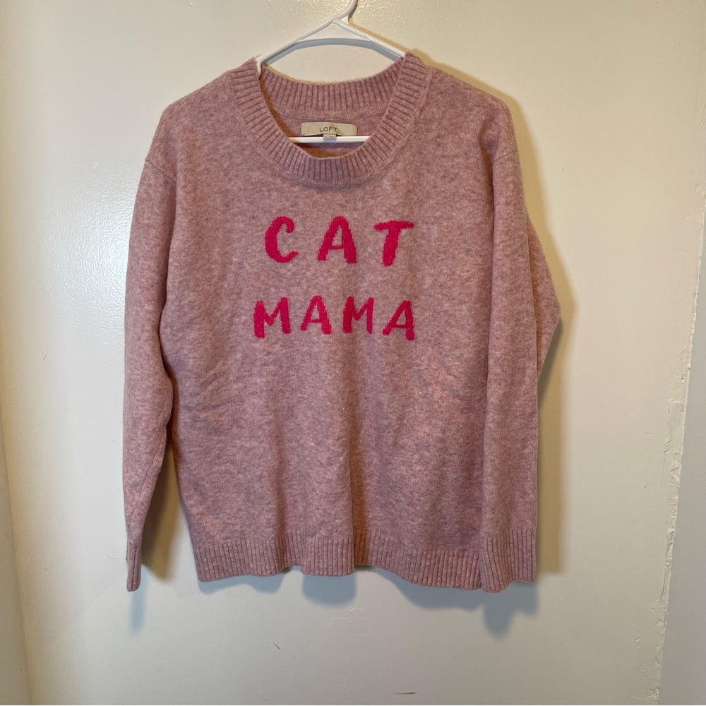 LOFT Pink 'Cat Mama' Sweater women’s size medium
